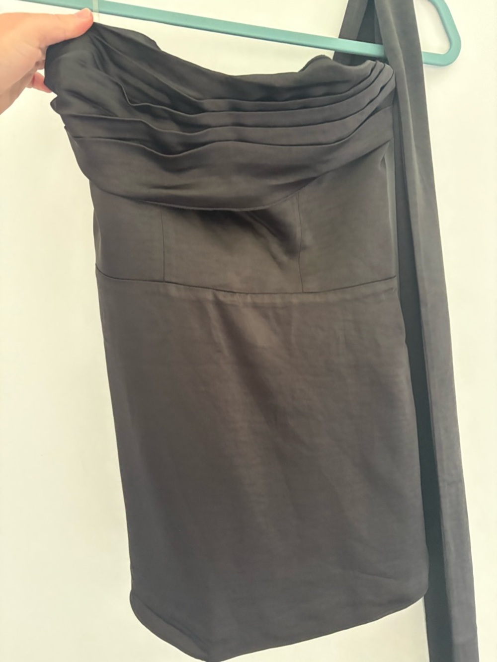 Oh Polly Anastasia Draped Halterneck Satin Mini Dress in Black - Picture 5 of 8